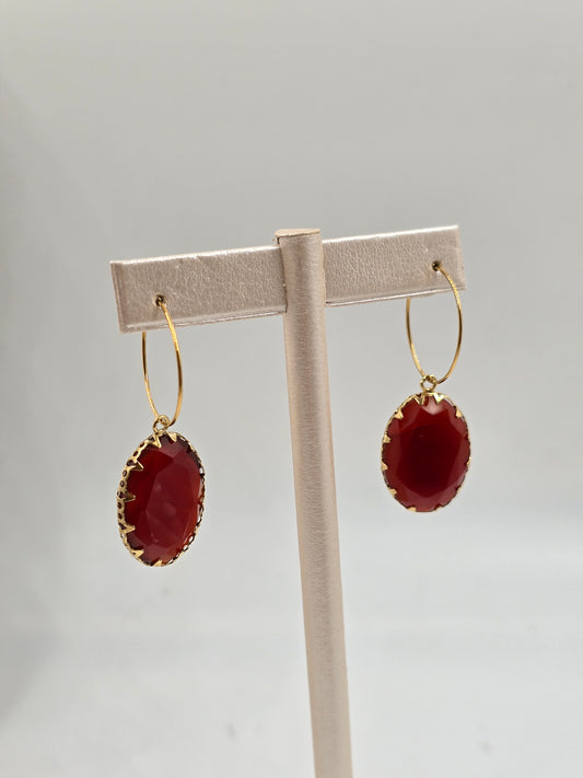 N-Claw-Set Natural Stone Stainless Steel Drop Earrings
