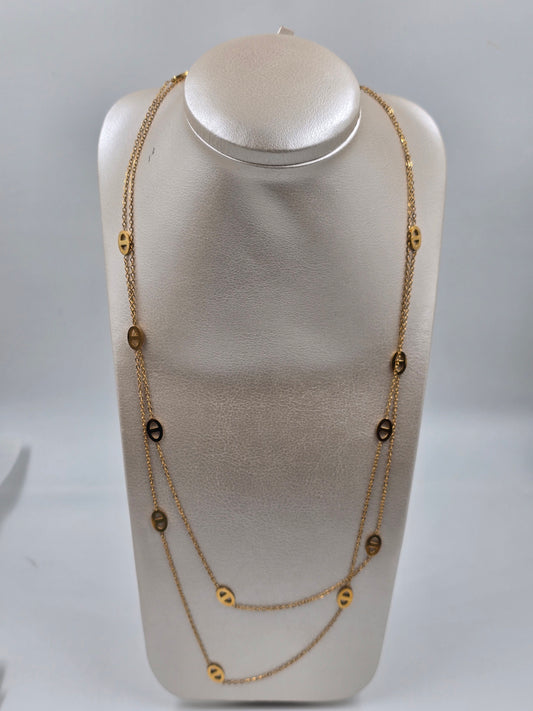N - Stainless Steel Two Layered Necklace
