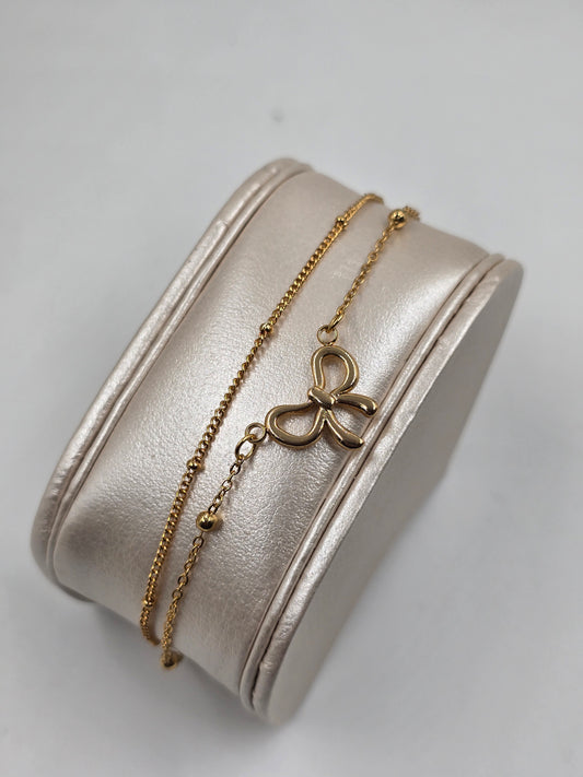 N - Stainless Steel Bow Ankle Bracelet