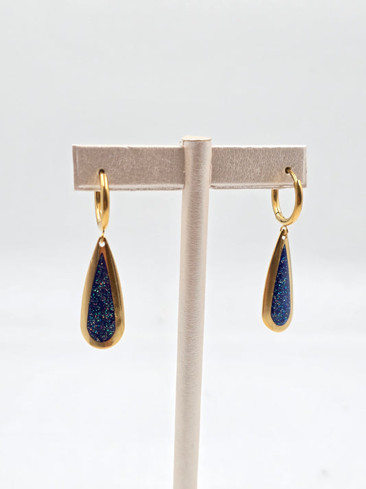 N- Stainless Steel Drop Blue Earing