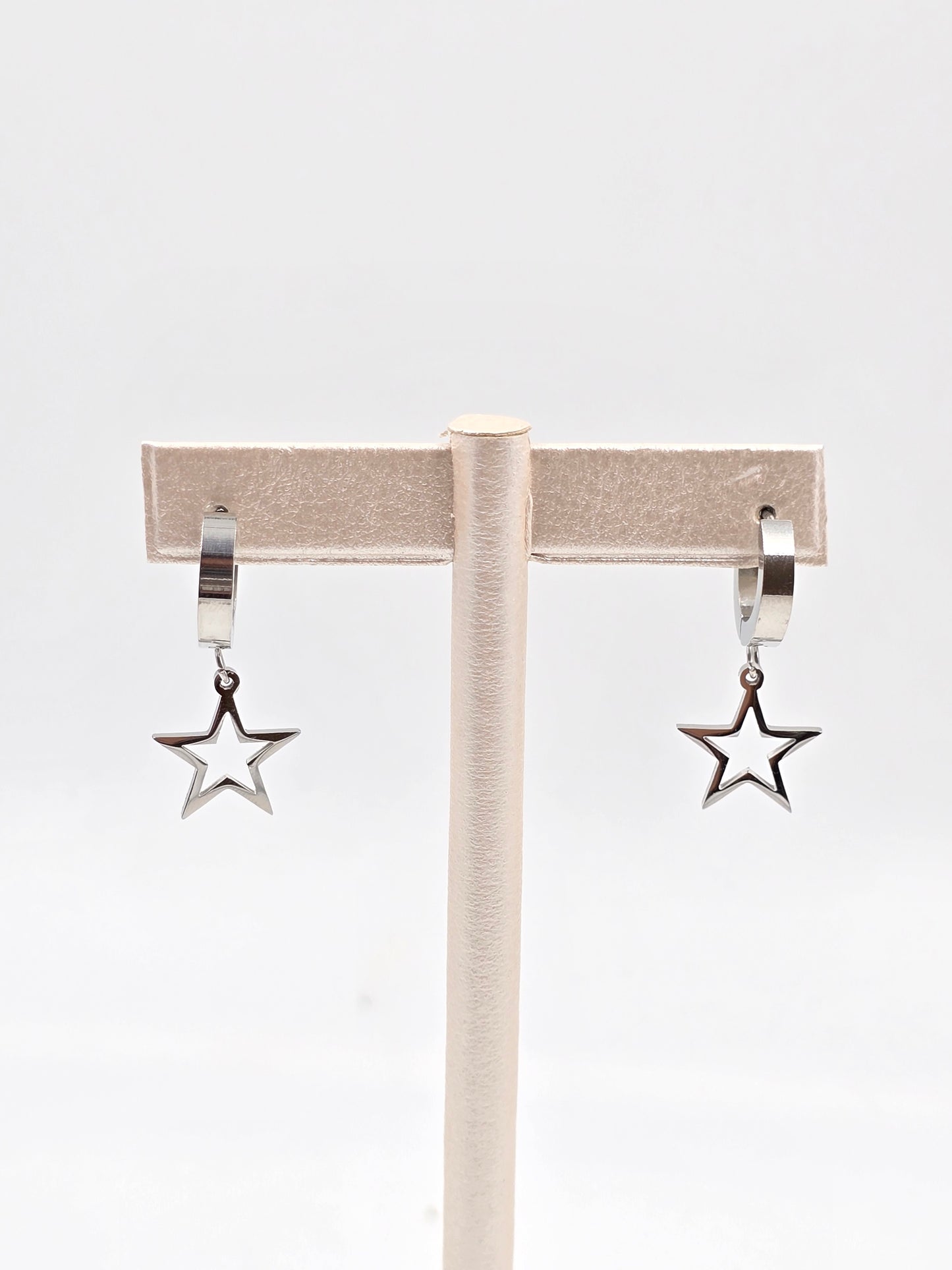 N- Small Hoop Earing Drop Star - Stainless Steel
