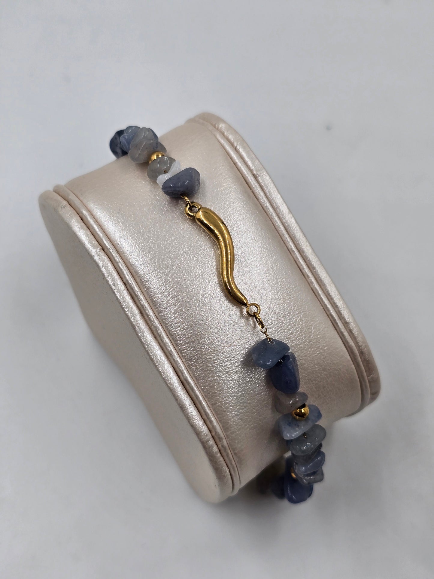 N- Full Natural Stone Stainless Steel Armband