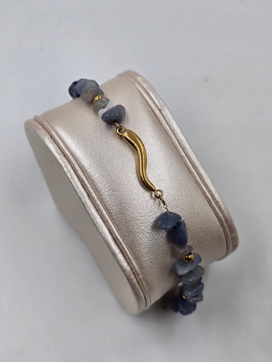 N- Full Natural Stone Stainless Steel Armband