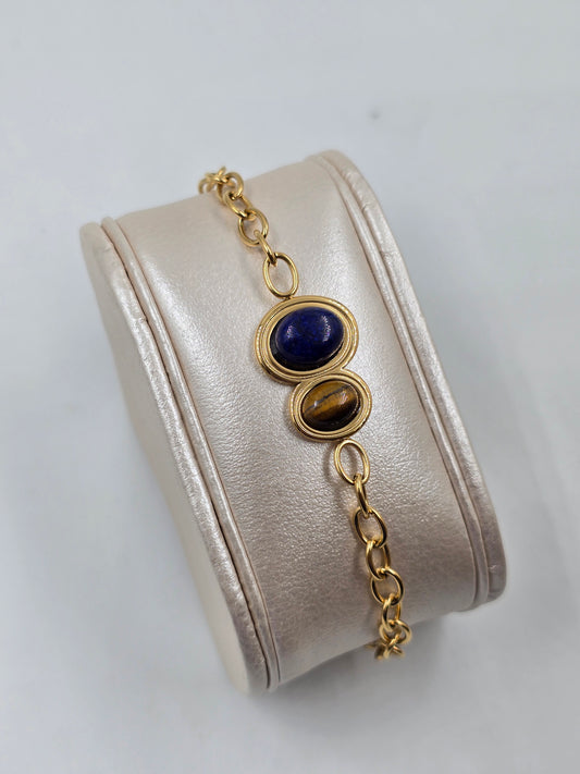 N- Two Stone Stainless Steel Armband