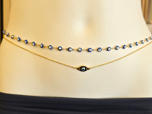 N- Blue Eye Belly Chain - Stainless Steel