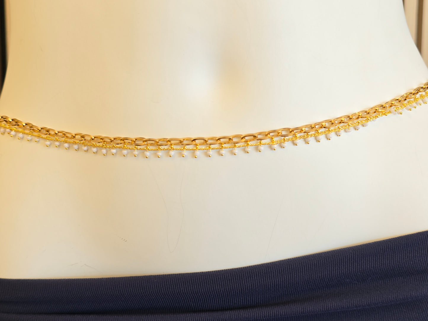 N- Stianless Steel Beaded and Golden Belly Chain
