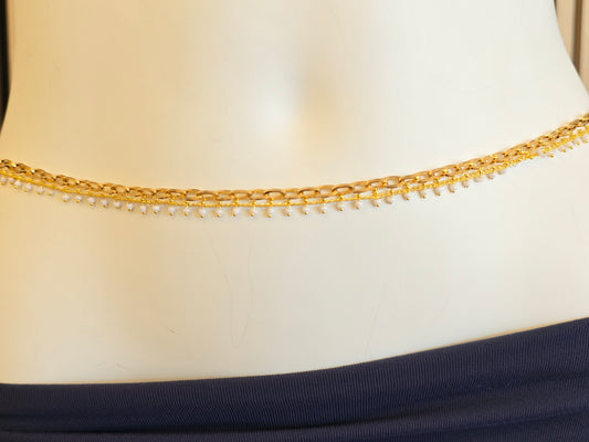 N- Stainless Steel Beaded and Golden Belly Chain