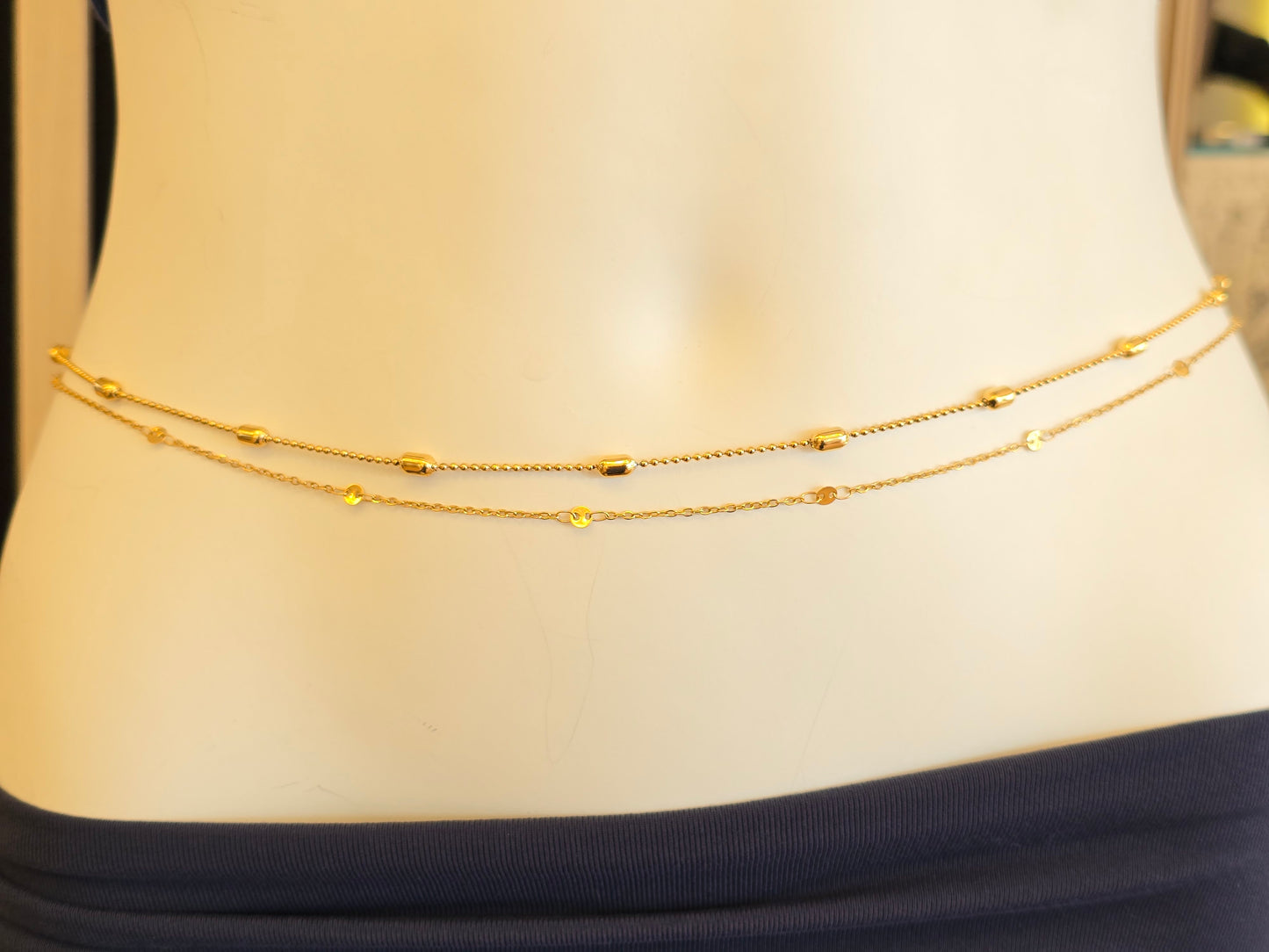 N- Two Chain Stainless Steel Belly Chain