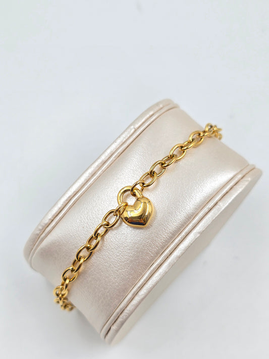 N - Stainless Steel Heart Chain Bracelet