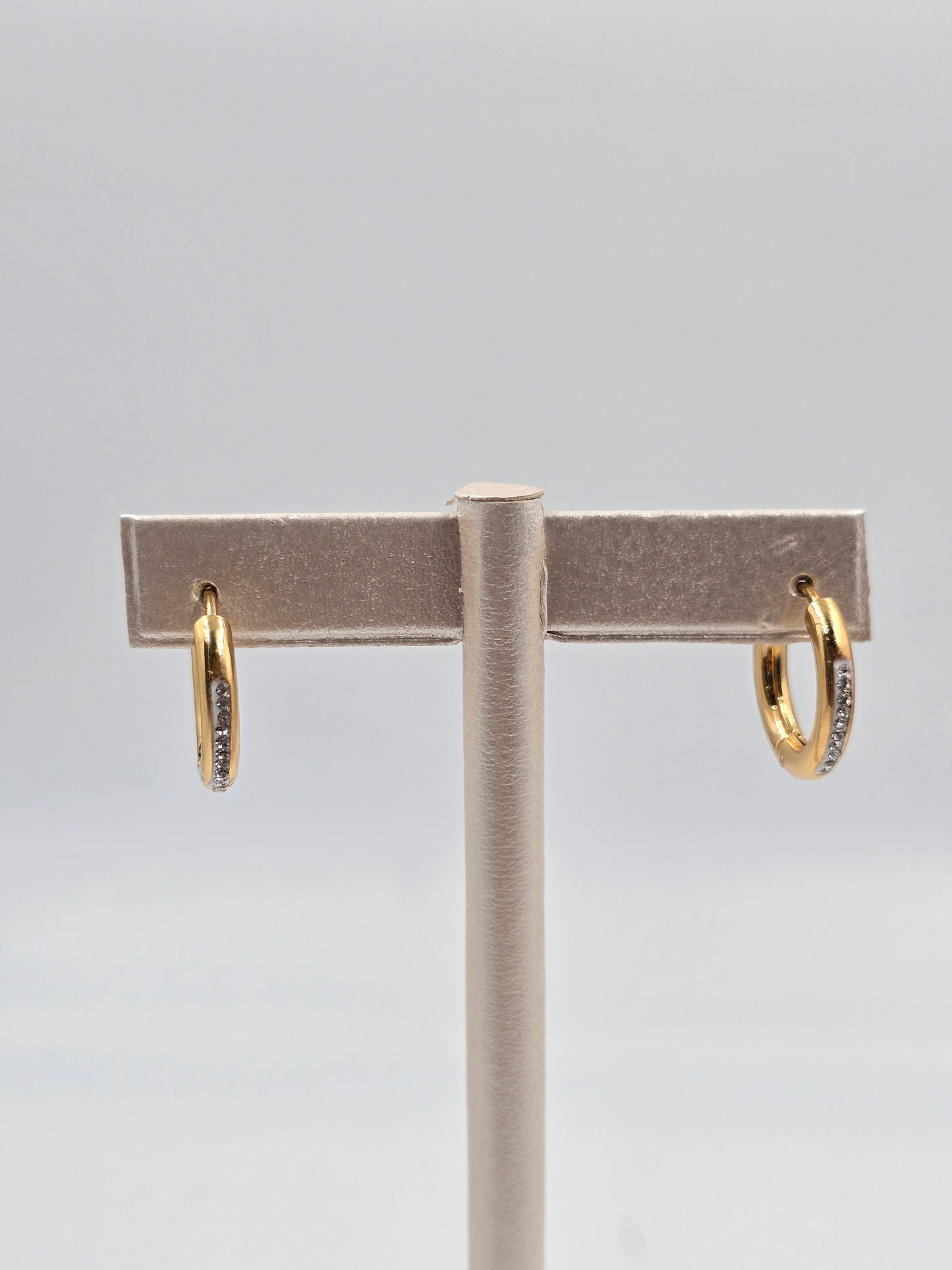 N - Stainless Steel Hoops with Gemstones