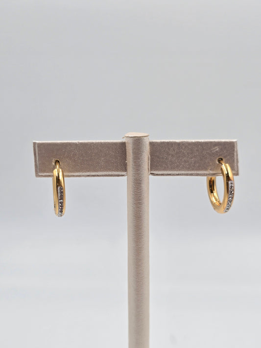 N - Stainless Steel Hoops with Gemstones