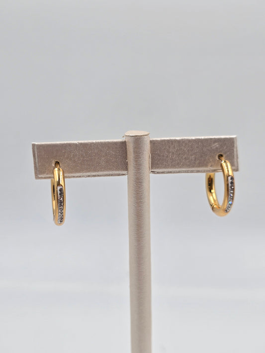 N - Stainless Steel Hoops with Gemstones