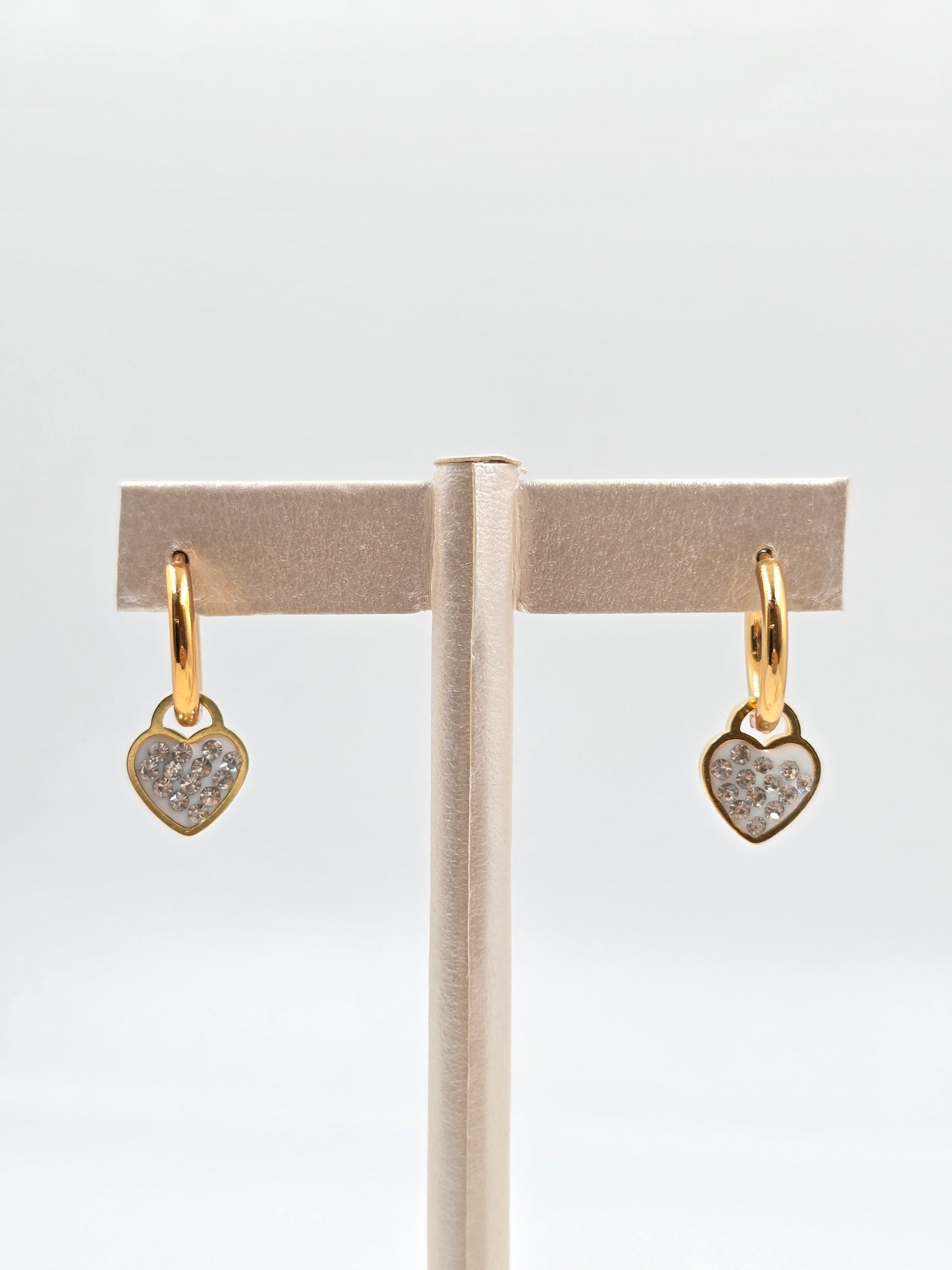 N - Stainless Steel Hoops with Gemstones