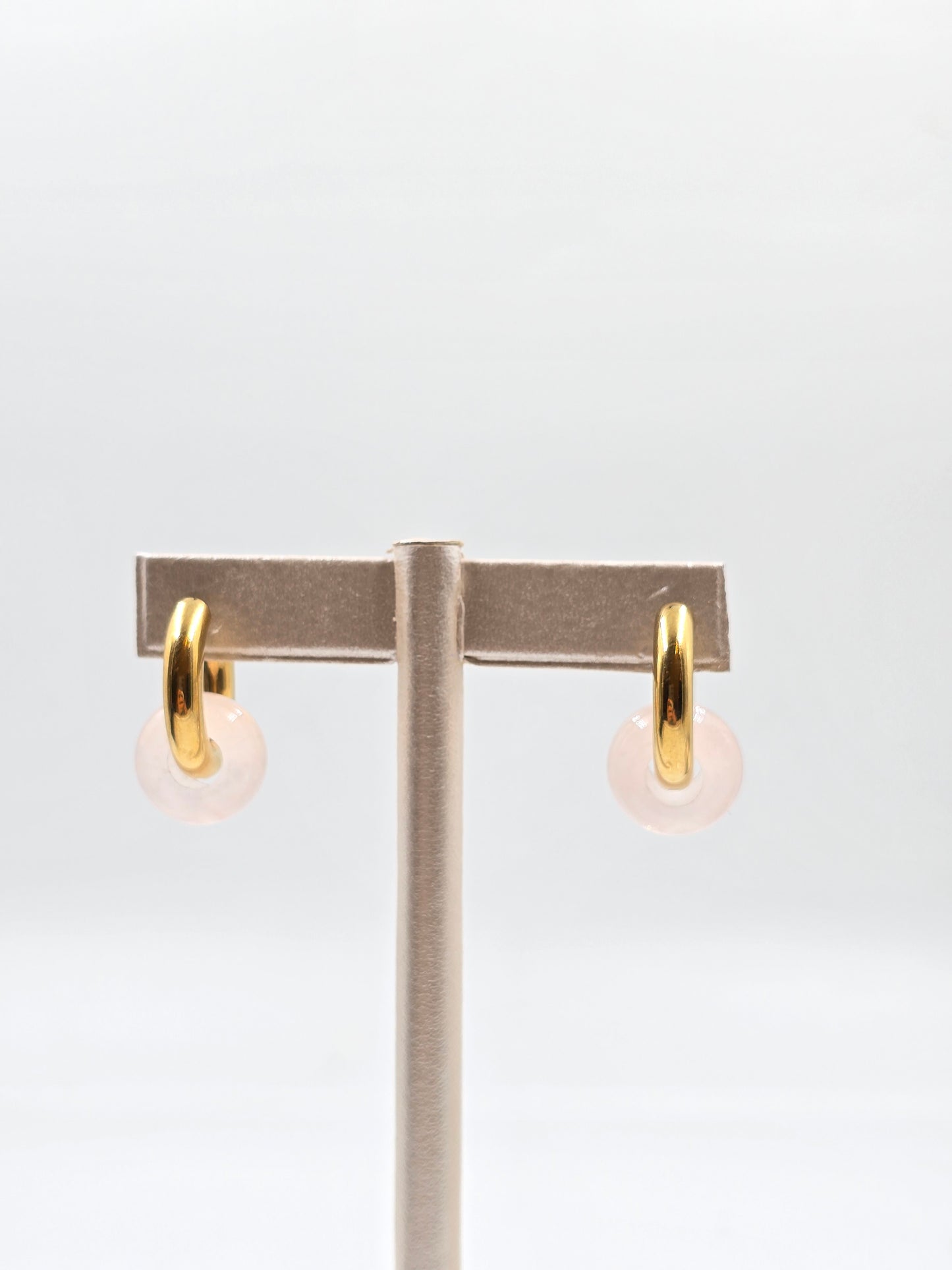 N- Stainless Steel Hoop Earing with Natural Stone