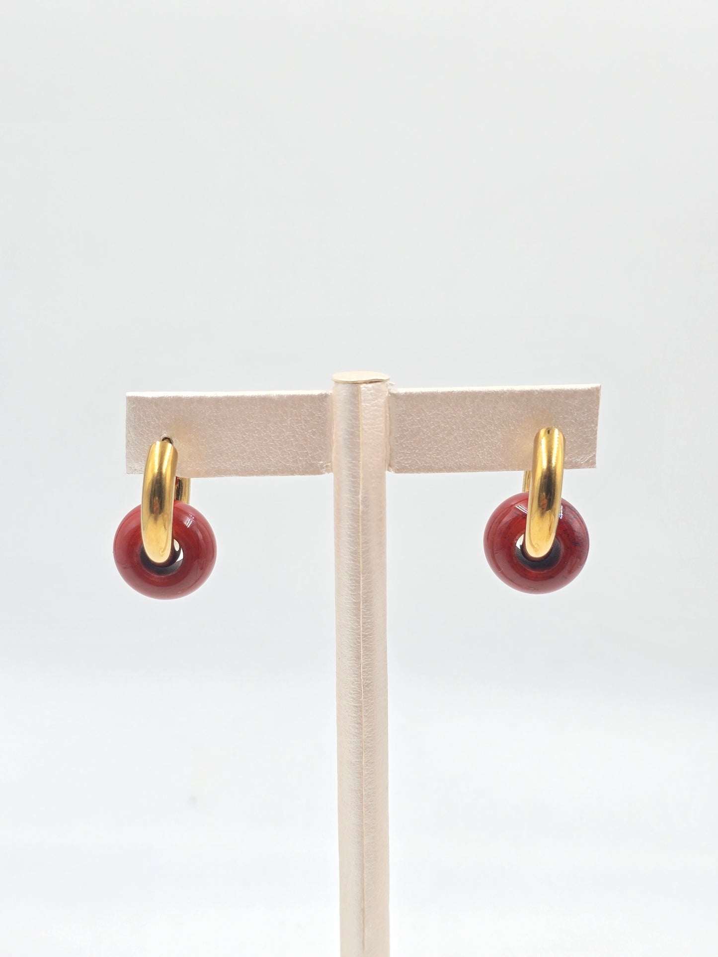 N- Stainless Steel Hoop Earing with Natural Stone