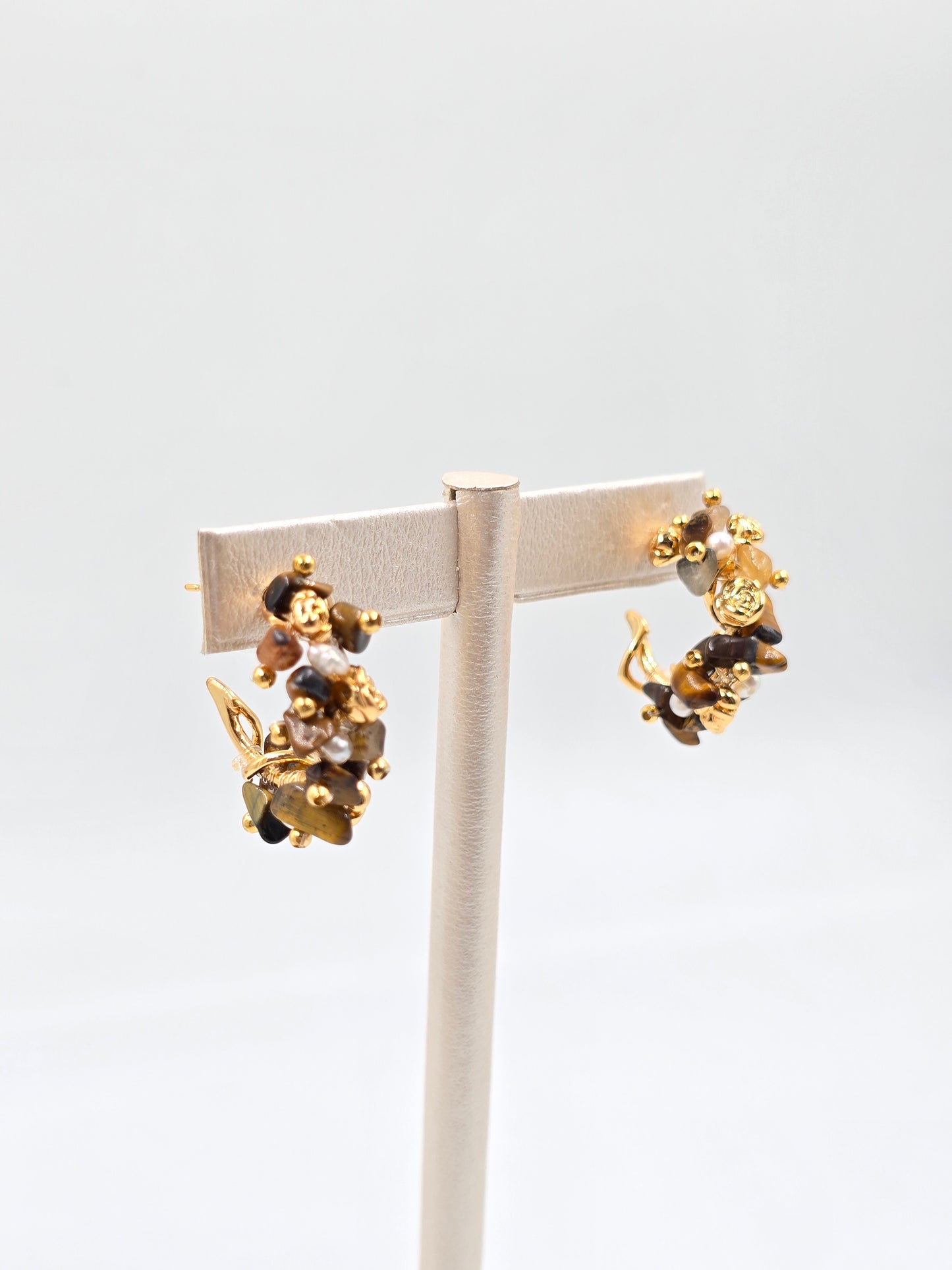 N - Brown Natural Stone Earring