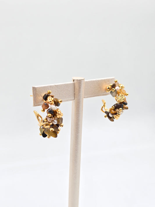 N - Brown Natural Stone Earring