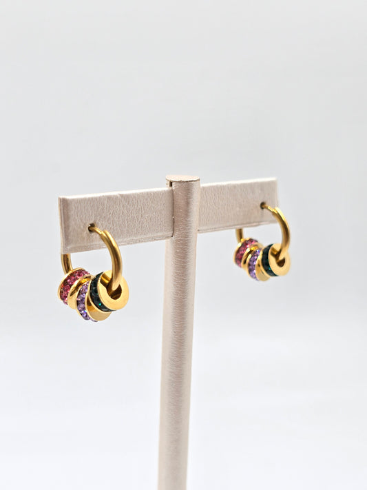A - Three Color Circle Earring