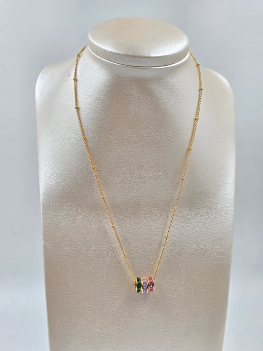 A - Three Color Circle Necklace