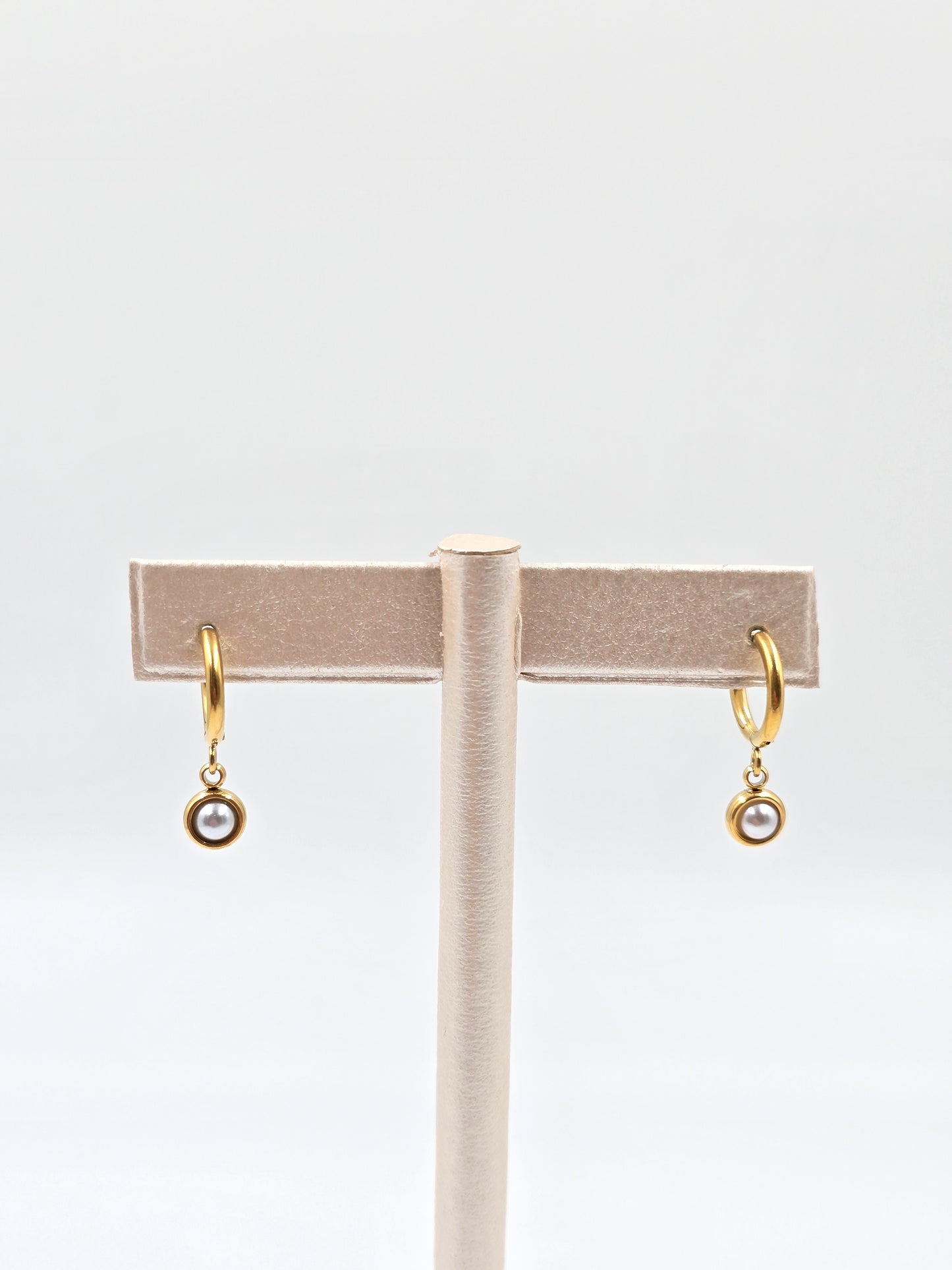 A - Gold and White Earring