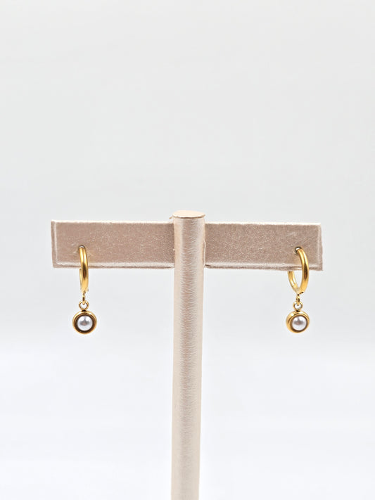 A - Gold and White Earring