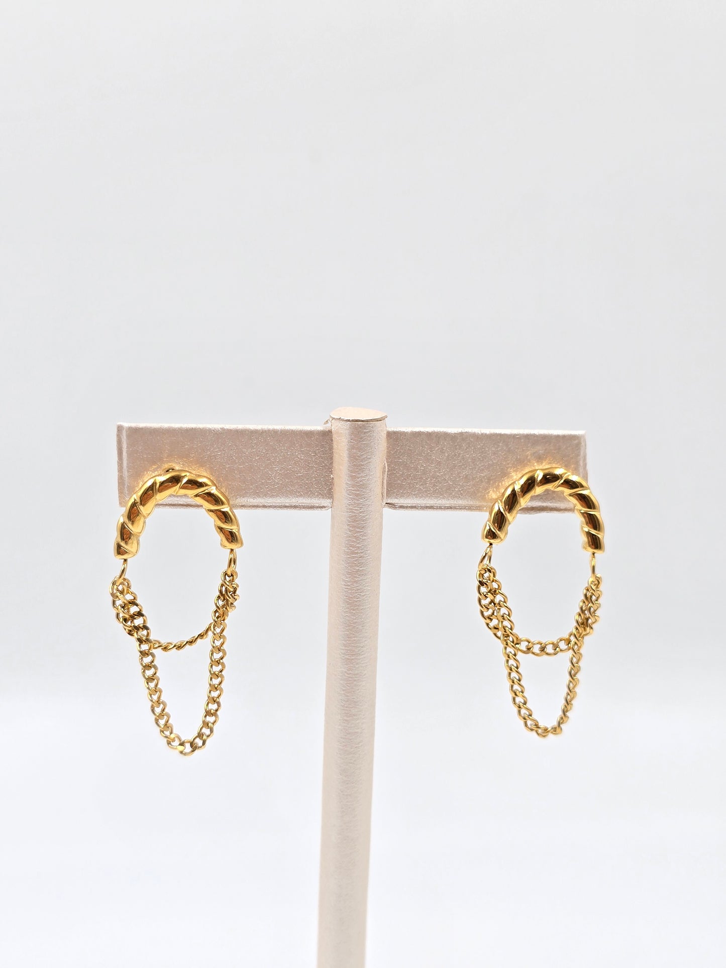 A - Gold and Silver Dangling Earring