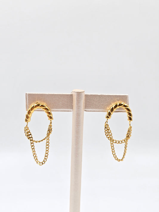 A - Gold and Silver Dangling Earring