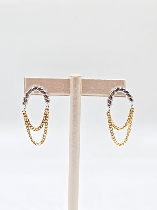 A - Gold and Silver Dangling Earring