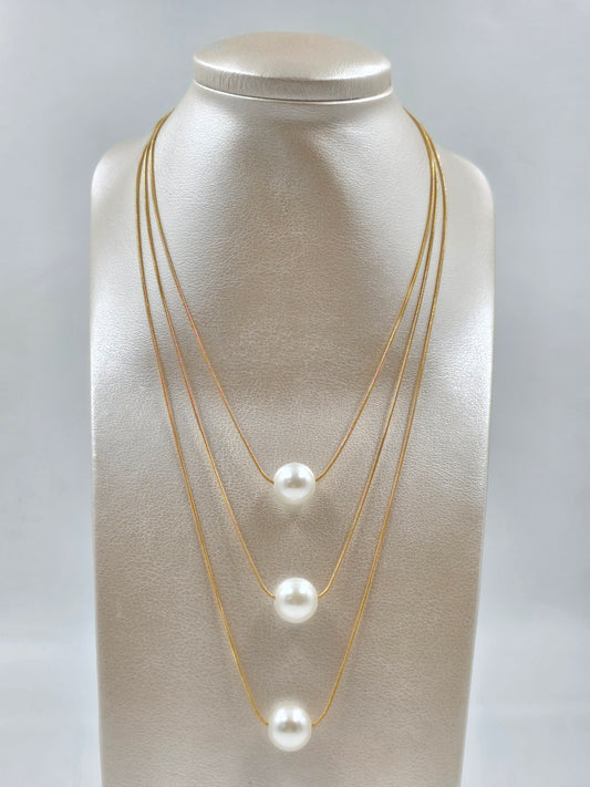 A - Three Stack Pearls Necklace