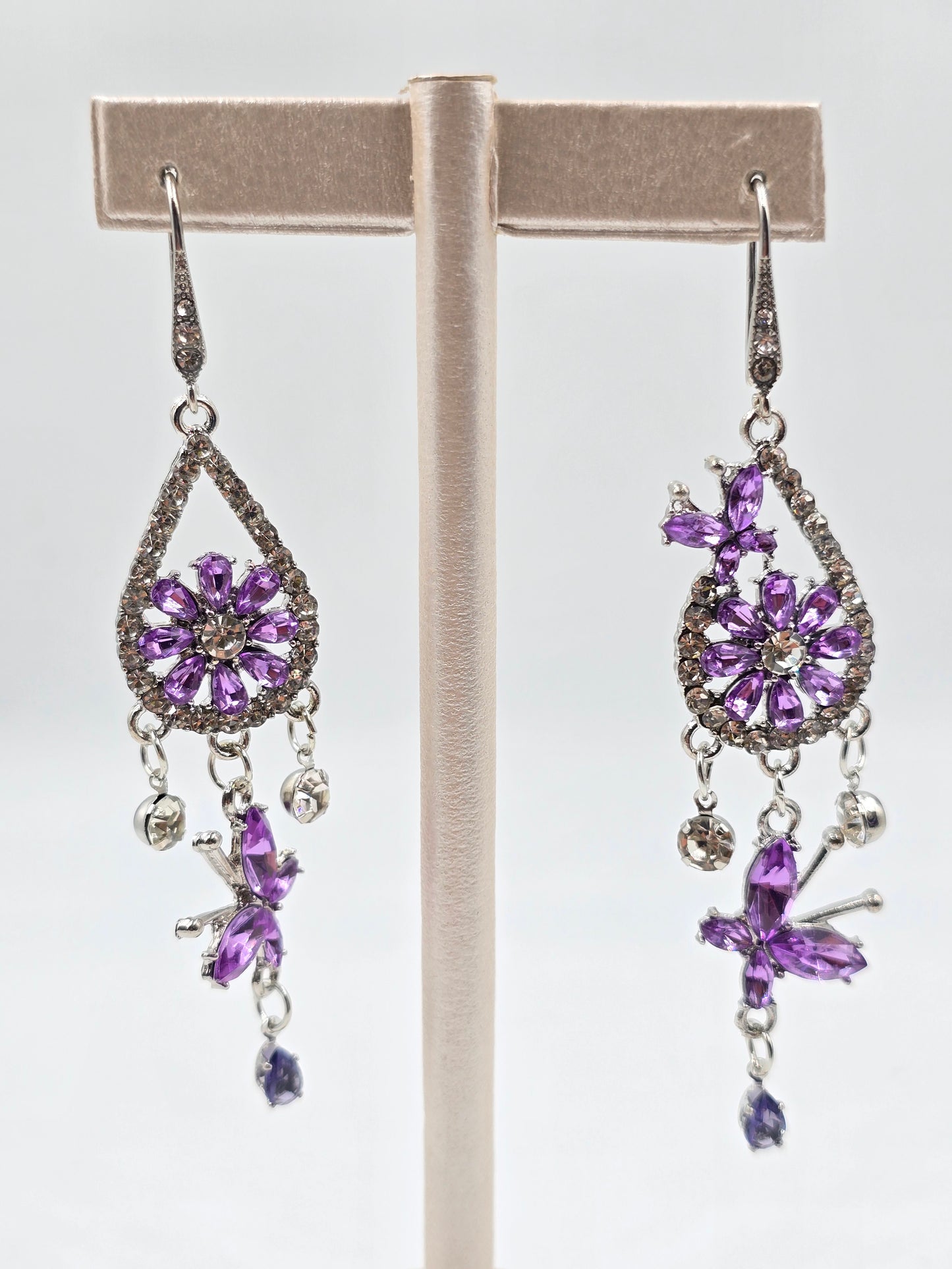 N - Purple Flower and Butterfly Earring