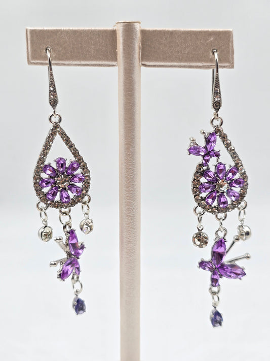 N - Purple Flower and Butterfly Earring