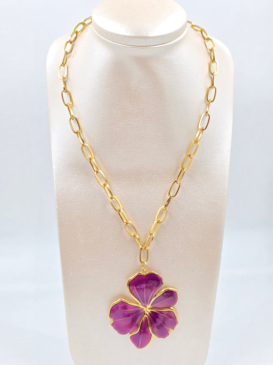 N - Stainless Steel Flower Necklace