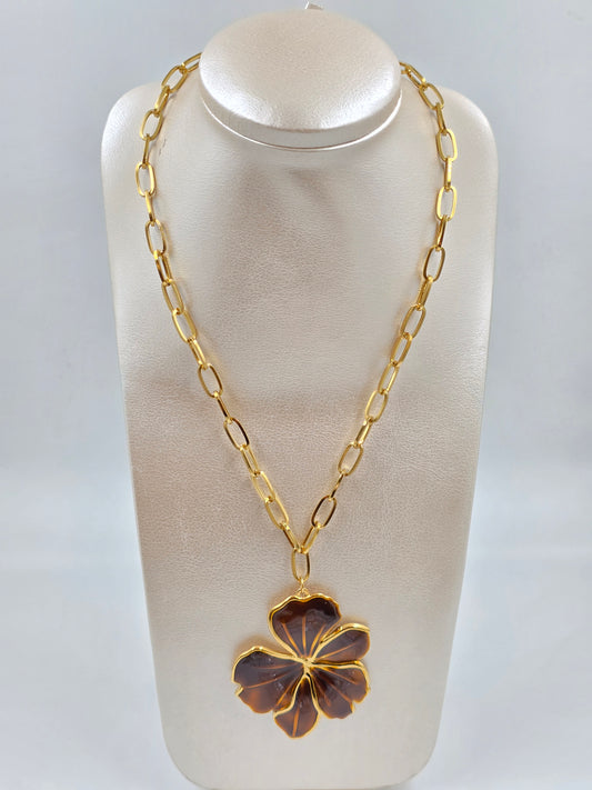 N - Stainless Steel Flower Necklace