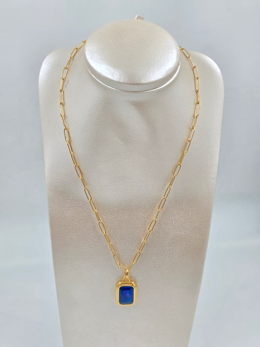 N - Stainless Steel Necklace with Colored Pendants
