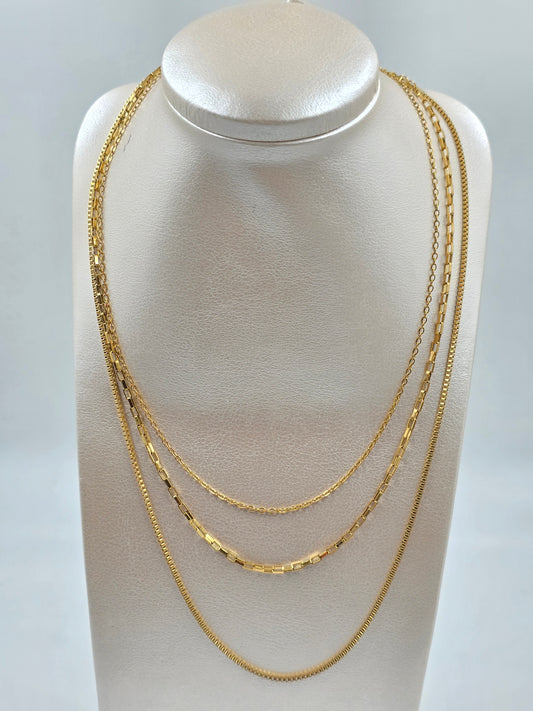 A - Stainless Steel Three Layerd  Necklace