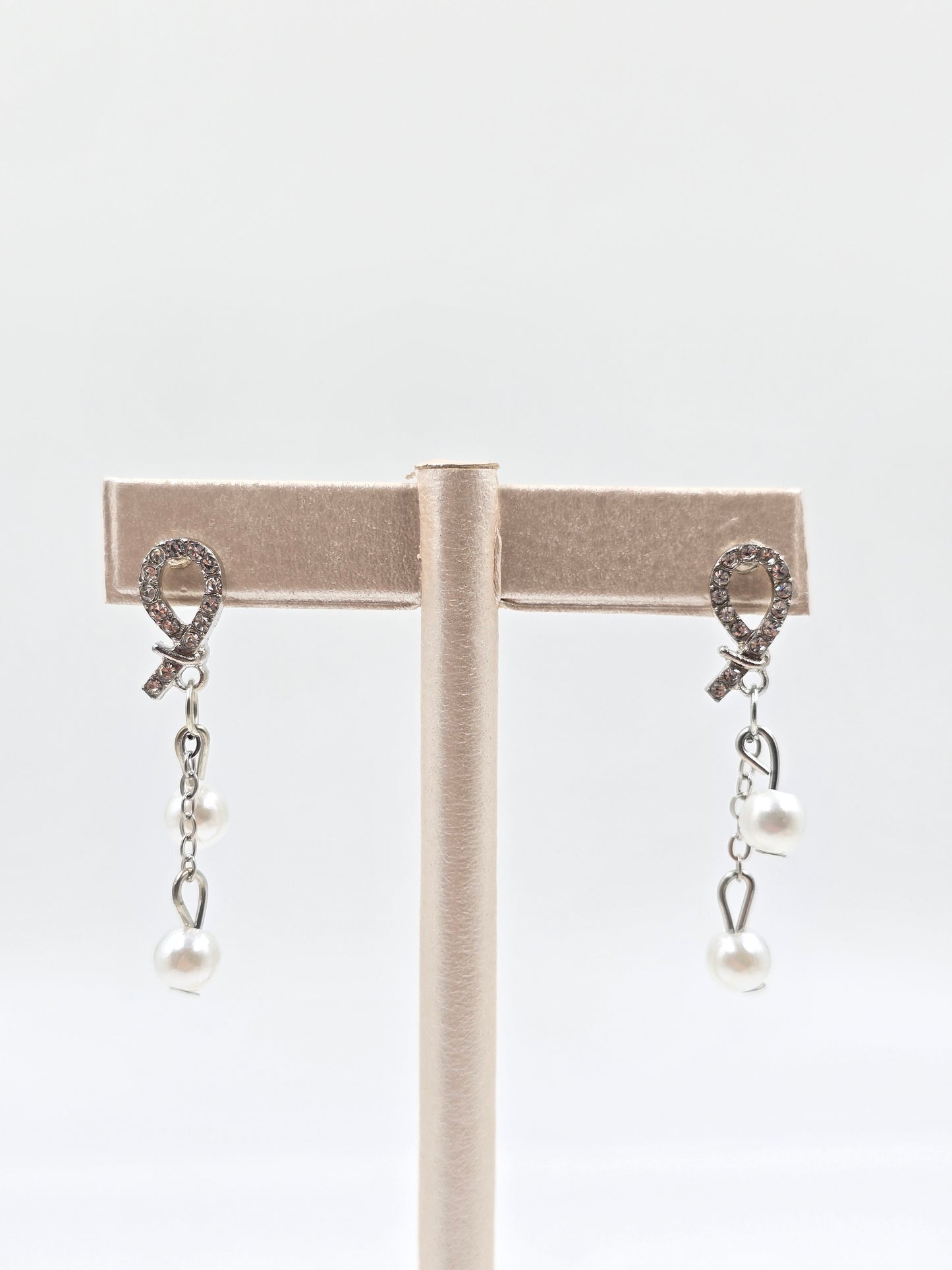 N - Silver Earring with Hanging Pearls
