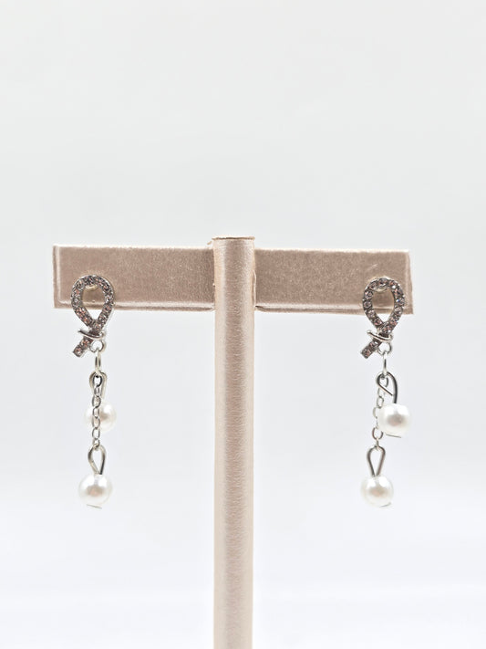 N - Silver Earring with Hanging Pearls