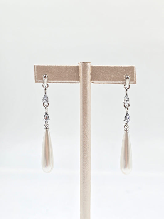 N - Silver and Teardrop-shaped Earrings