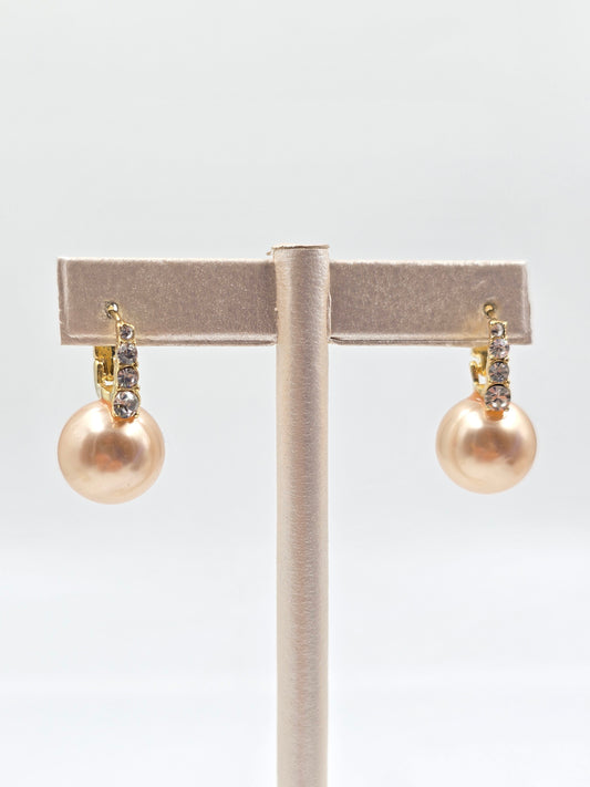 N - Peach-pink Pearl Drop Earring