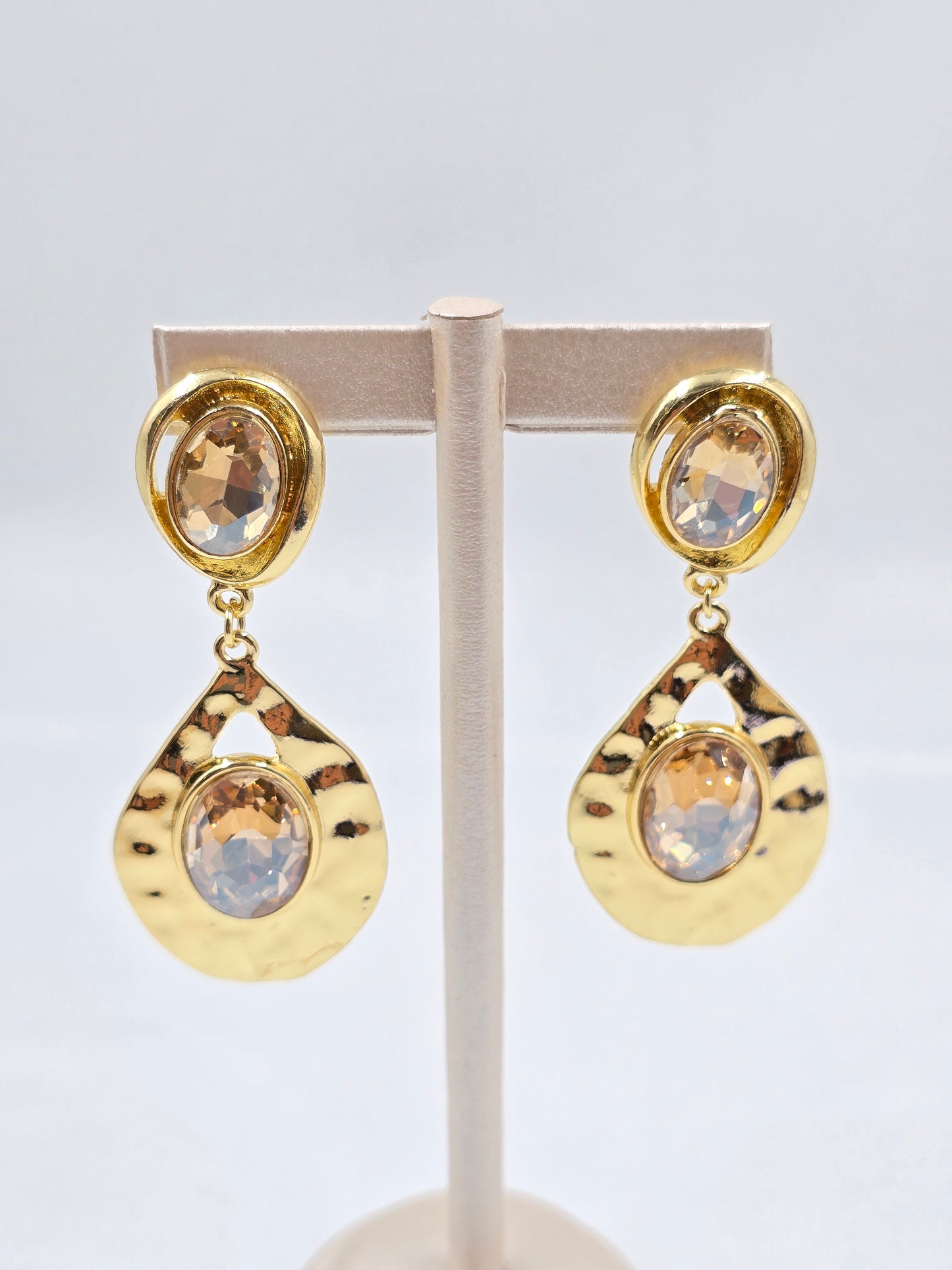 C - Gold Drop Earring with Gemstone
