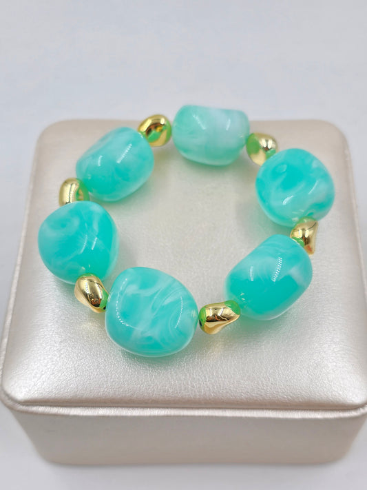 C - Beaded Bracelet with Gold Spacer Beads
