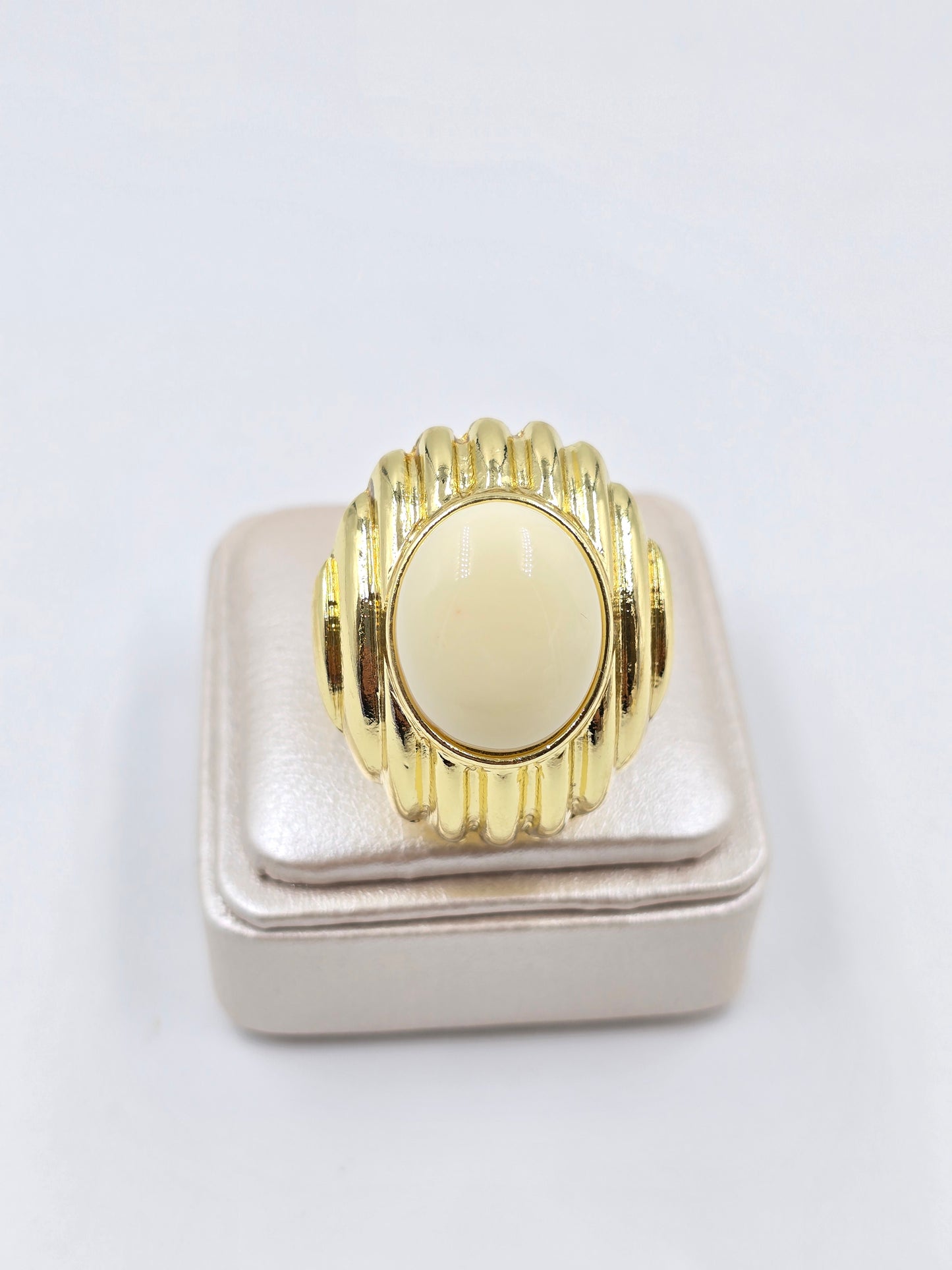 C- Gold Ring With Central Stone