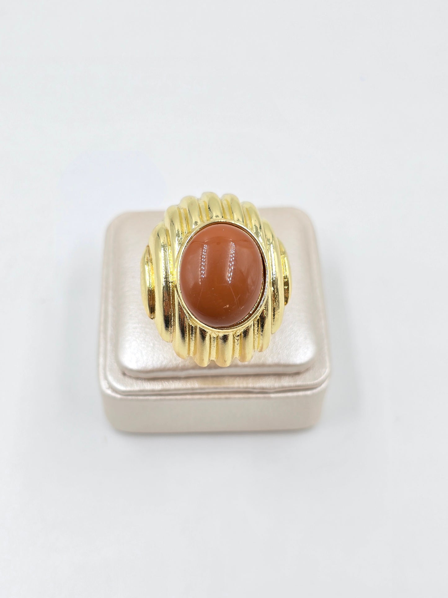 C- Gold Ring With Central Stone