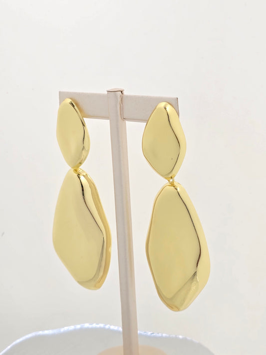 C - Large, Abstract-Shaped Gold Drop Earrings