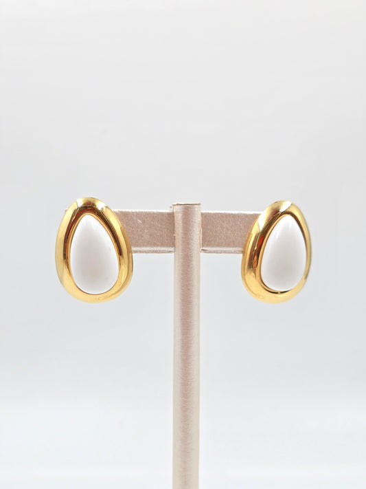 C - Stainless Steel Gold and White Stut Earring