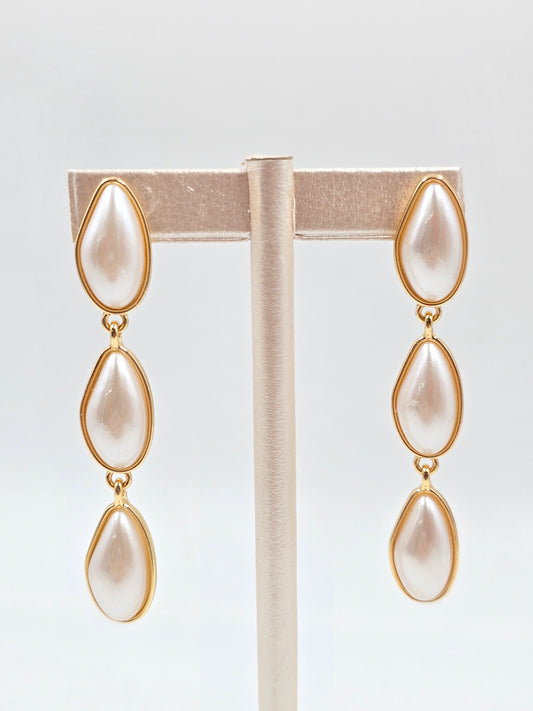 C - Long Pearl Drop Earring