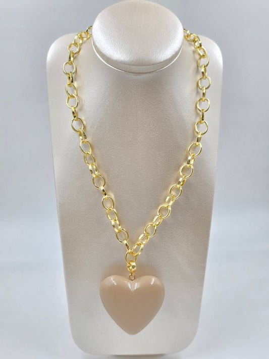 O - Brown Heart Necklace