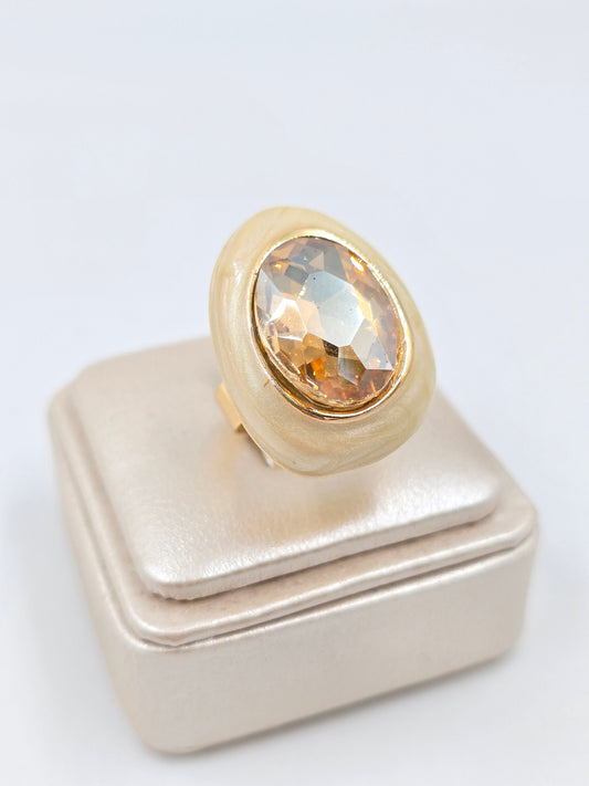 O - Beige with Amber Gemstone Set