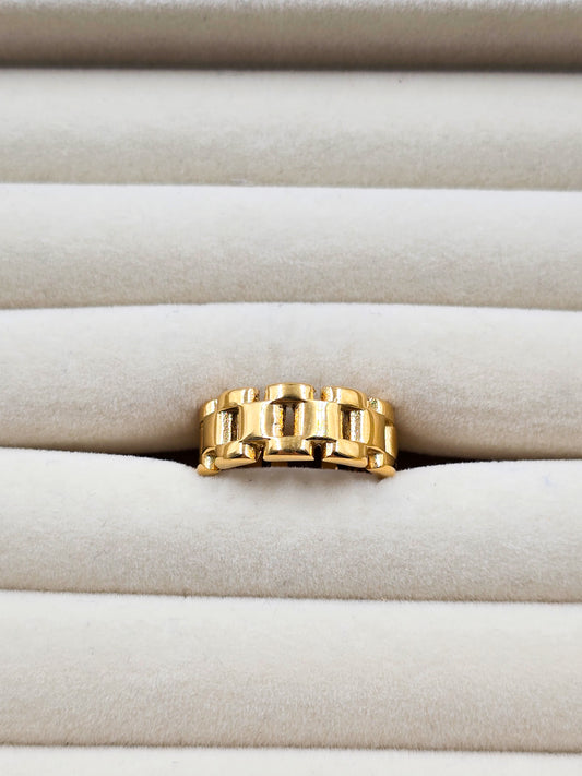 Stainless Steel Wide Ring with Links