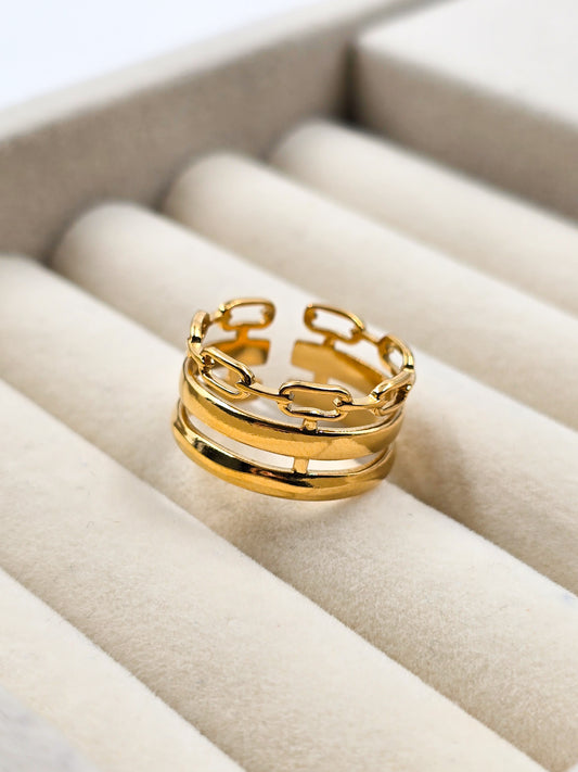 Stainless Steel Golden Mirage Ring